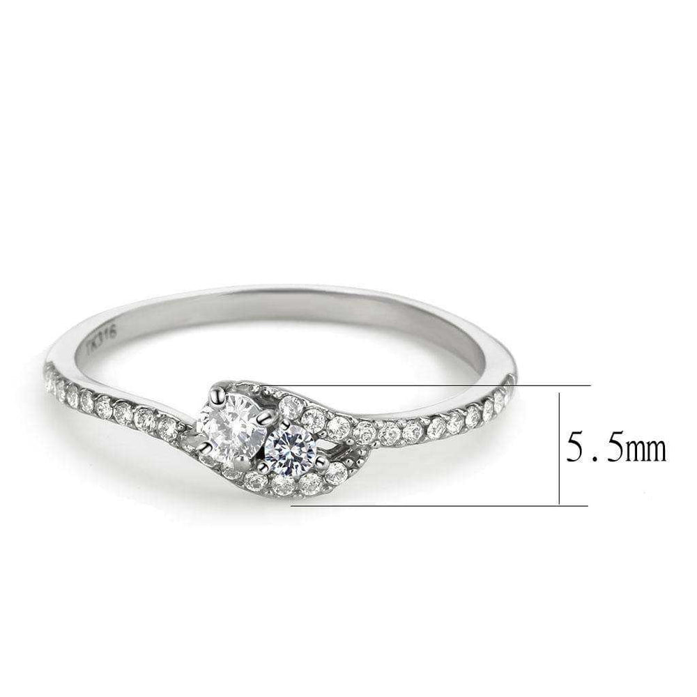 Alamode High polished (no plating) Stainless Steel Ring with AAA Grade CZ in Clear - Alamode - Flyclothing LLC