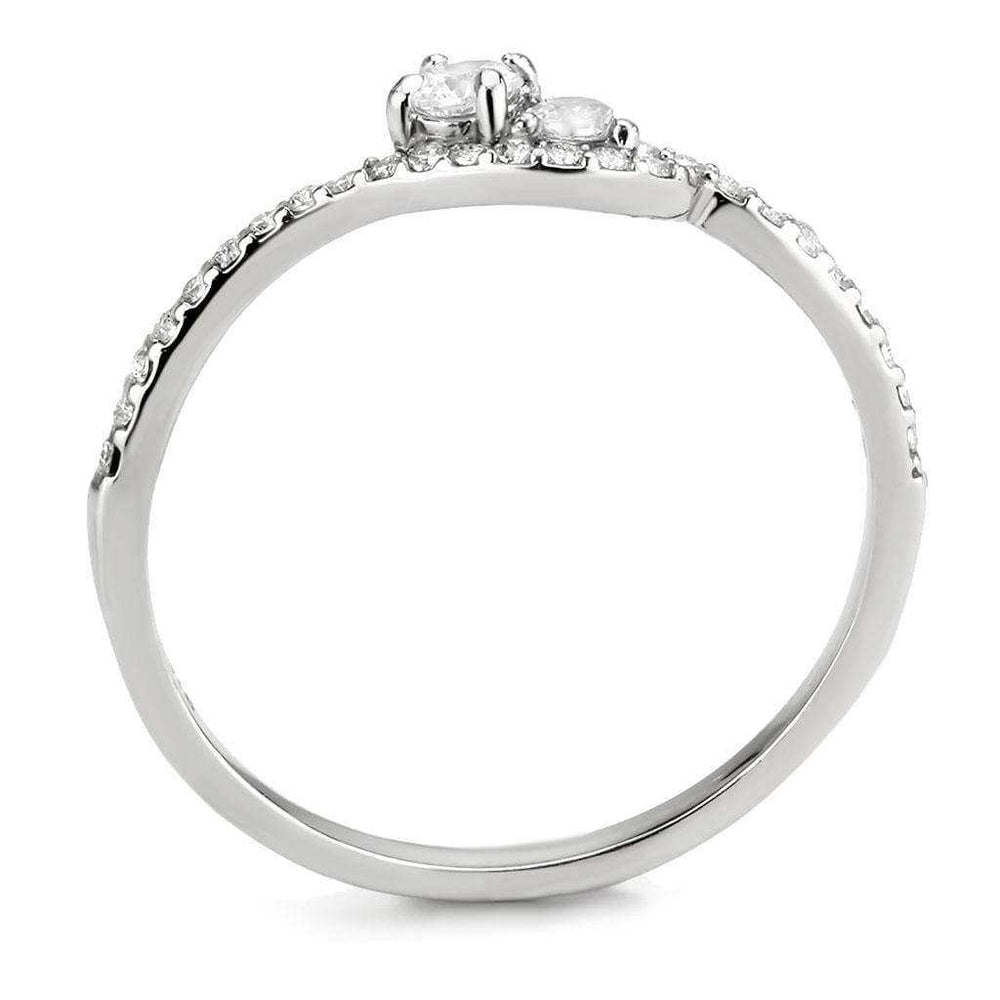 Alamode High polished (no plating) Stainless Steel Ring with AAA Grade CZ in Clear - Alamode - Flyclothing LLC