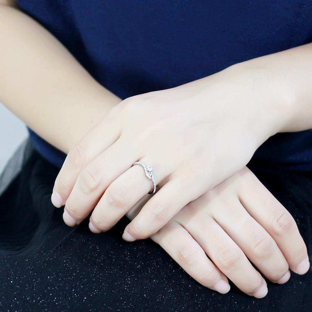 Alamode High polished (no plating) Stainless Steel Ring with AAA Grade CZ in Clear - Alamode - Flyclothing LLC