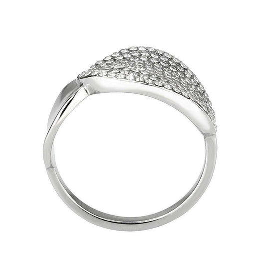 Alamode High polished (no plating) Stainless Steel Ring with AAA Grade CZ in Clear - Alamode - Flyclothing LLC