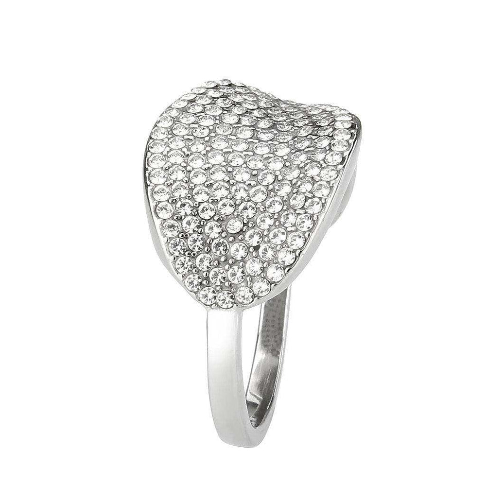 Alamode High polished (no plating) Stainless Steel Ring with AAA Grade CZ in Clear - Alamode - Flyclothing LLC