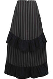 Daisy Corsets Black/Grey Stripe Adjustable High Low Skirt - Daisy Corsets - Flyclothing LLC