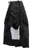 Daisy Corsets Black/Grey Stripe Adjustable High Low Skirt - Daisy Corsets - Flyclothing LLC