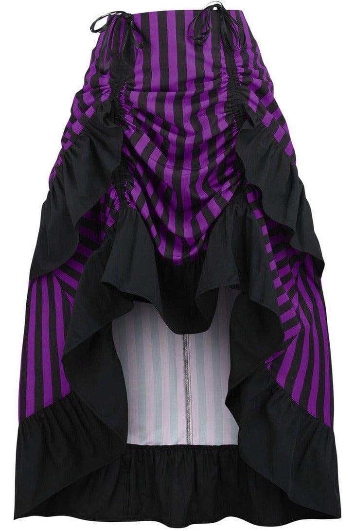 Daisy Corsets Black/Purple Stripe Adjustable High Low Skirt - Daisy Corsets - Flyclothing LLC