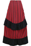 Daisy Corsets Black/Red Stripe Adjustable High Low Skirt - Daisy Corsets - Flyclothing LLC