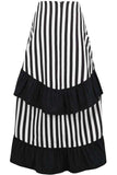 Daisy Corsets Black/White Stripe Adjustable High Low Skirt - Daisy Corsets - Flyclothing LLC