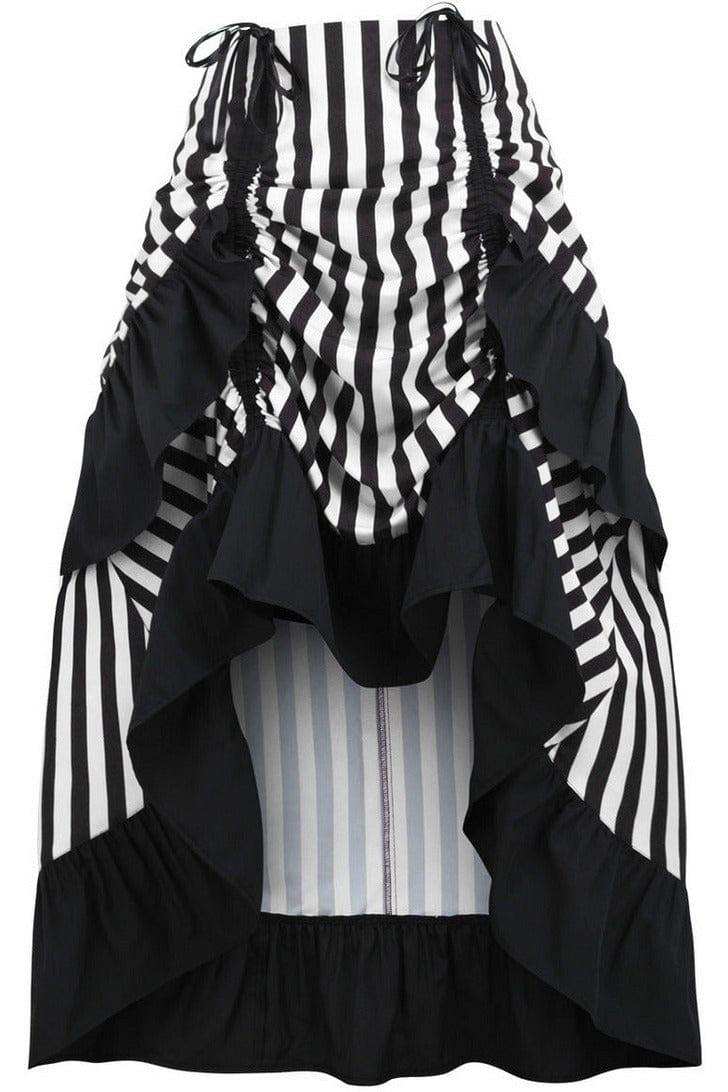 Daisy Corsets Black/White Stripe Adjustable High Low Skirt - Daisy Corsets - Flyclothing LLC