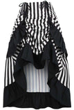 Daisy Corsets Black/White Stripe Adjustable High Low Skirt - Daisy Corsets - Flyclothing LLC