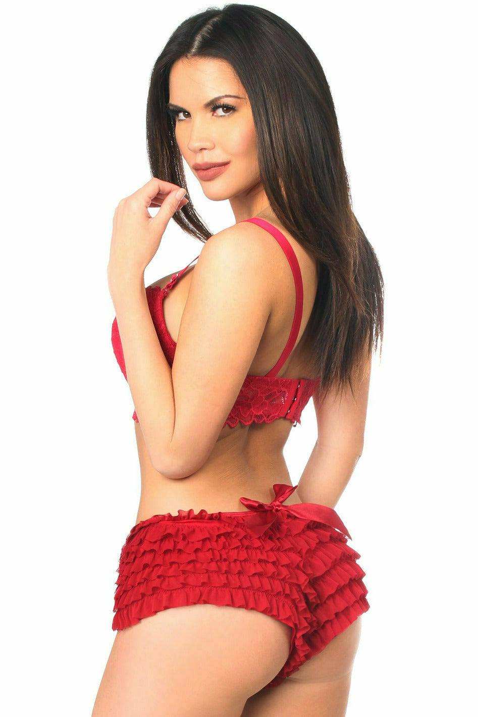 Daisy Corsets Wine Ruffle Panty w/Bow - Daisy Corsets - Flyclothing LLC