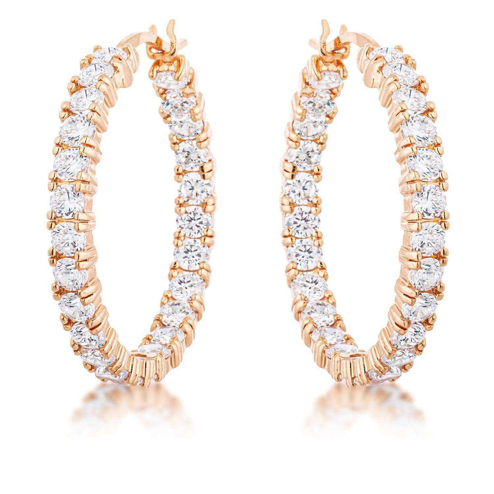 Rose Gold Plated CZ Hoop Earrings - JGI - Flyclothing LLC