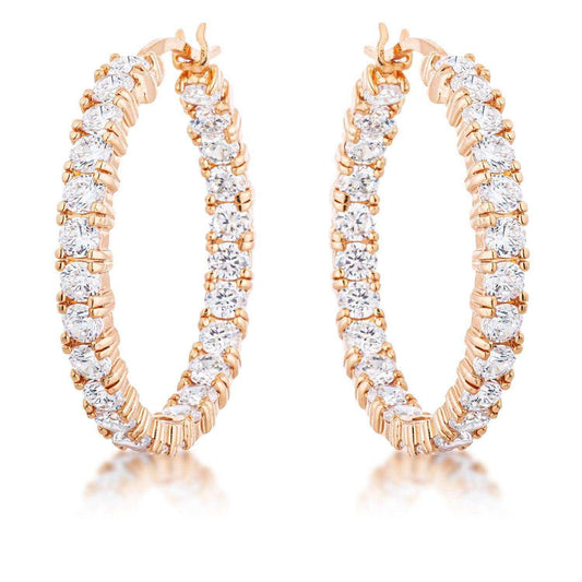 Rose Gold Plated CZ Hoop Earrings - JGI - Flyclothing LLC