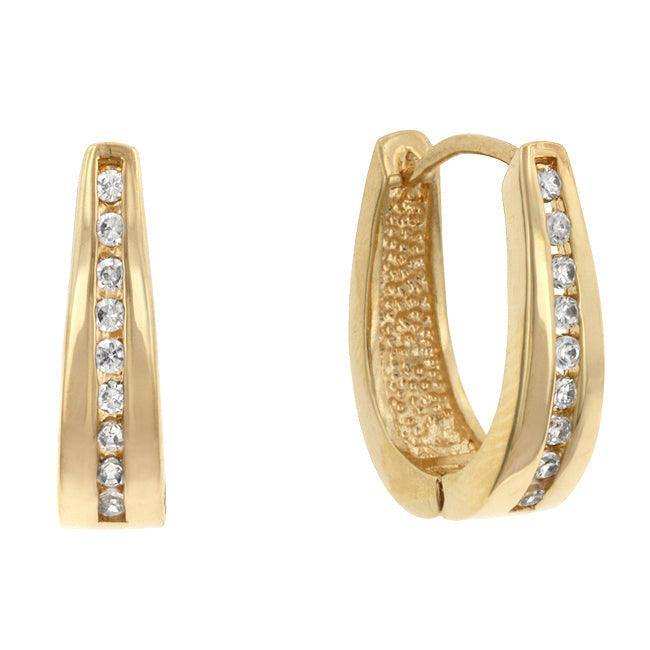 Elegant Goldtone Finish Cubic Zirconia Hoop Earrings - JGI - Flyclothing LLC