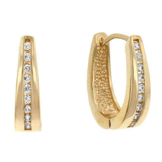 Elegant Goldtone Finish Cubic Zirconia Hoop Earrings - JGI - Flyclothing LLC
