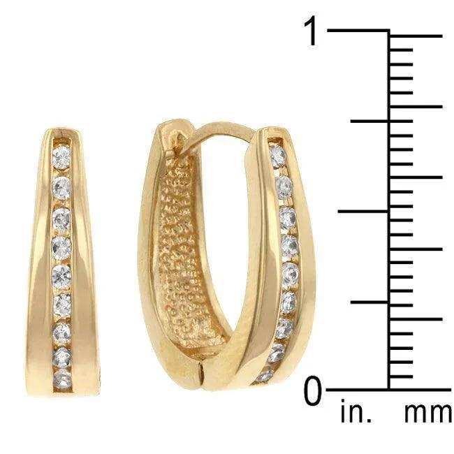 Elegant Goldtone Finish Cubic Zirconia Hoop Earrings - JGI - Flyclothing LLC