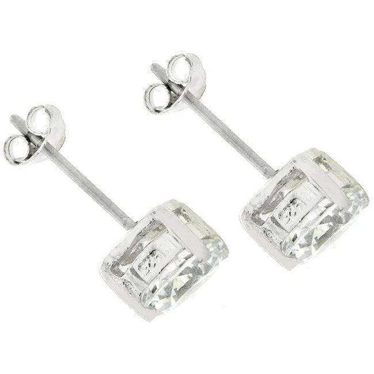 Clear Silver Round Studs 6.25 MM Earrings - JGI - Flyclothing LLC
