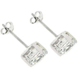 Clear Silver Round Studs 6.25 MM Earrings - JGI - Flyclothing LLC