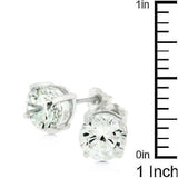 Clear Silver Round Studs 6.25 MM Earrings - JGI - Flyclothing LLC