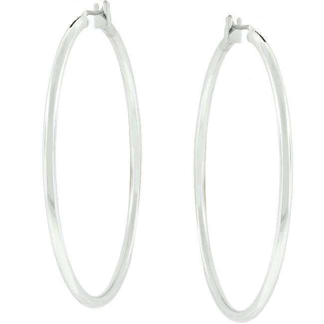 Large Silvertone Finish Hoop Earrings - JGI - Flyclothing LLC