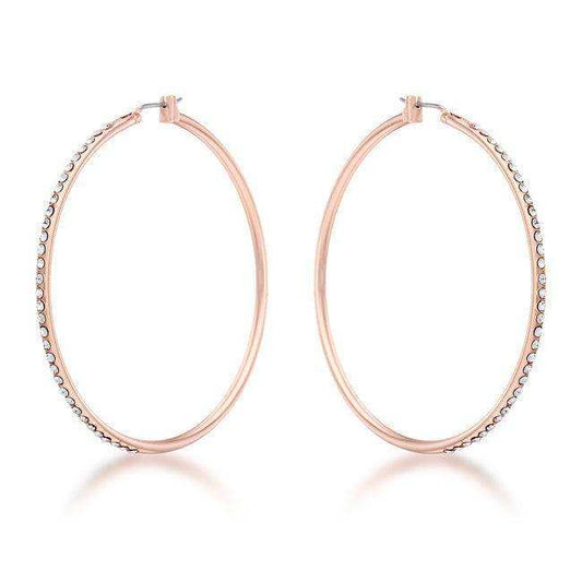 Large Rosegold Hoop Earrings with Crystals - JGI - Flyclothing LLC