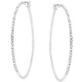 2 Inch Rhodium Plated Finish Cubic Zirconia Hoop Earrings - JGI - Flyclothing LLC
