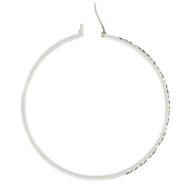2 Inch Rhodium Plated Finish Cubic Zirconia Hoop Earrings - JGI - Flyclothing LLC