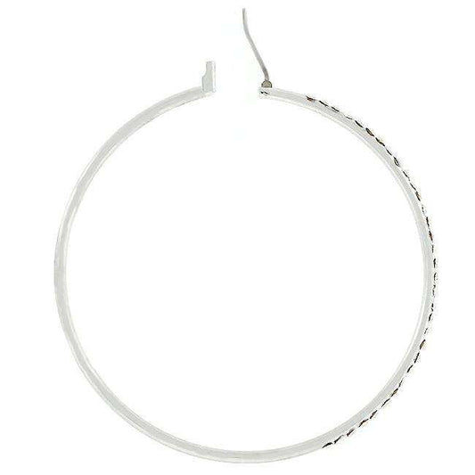 2 Inch Rhodium Plated Finish Cubic Zirconia Hoop Earrings - JGI - Flyclothing LLC