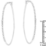 2 Inch Rhodium Plated Finish Cubic Zirconia Hoop Earrings - JGI - Flyclothing LLC