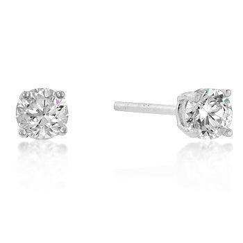 7mm New Sterling Round Cut Cubic Zirconia Studs Silver - JGI - Flyclothing LLC