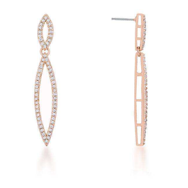 Sara 1.2ct CZ Rose Gold Delicate Double Teardrop Drop Earrings - JGI - Flyclothing LLC