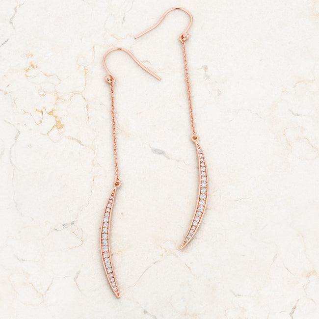 Luna 0.5ct CZ Rose Gold Delicate Moon Drop Earrings - JGI - Flyclothing LLC