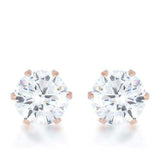 Reign 3.4ct CZ Rose Gold Stainless Steel Stud Earrings - JGI - Flyclothing LLC
