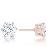 Reign 3.4ct CZ Rose Gold Stainless Steel Stud Earrings - JGI - Flyclothing LLC