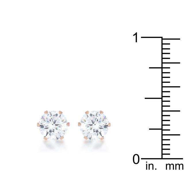 Reign 3.4ct CZ Rose Gold Stainless Steel Stud Earrings - JGI - Flyclothing LLC