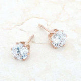 Reign 3.4ct CZ Rose Gold Stainless Steel Stud Earrings - JGI - Flyclothing LLC