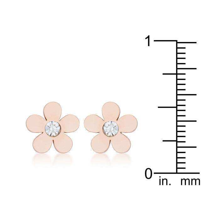 Daisy 0.3ct CZ Rose Gold Stainless Steel Flower Stud Earrings - JGI - Flyclothing LLC