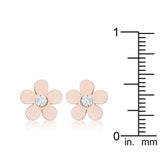 Daisy 0.3ct CZ Rose Gold Stainless Steel Flower Stud Earrings - JGI - Flyclothing LLC