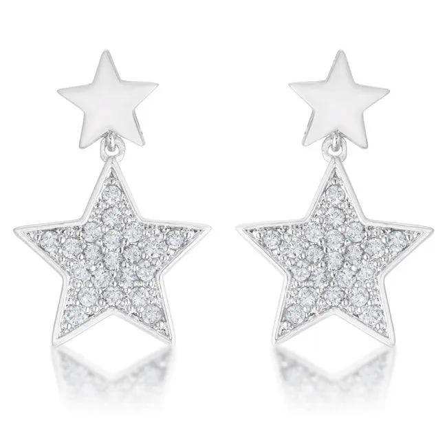 Bianca 0.5ct CZ Rhodium Star Drop Earrings - JGI - Flyclothing LLC