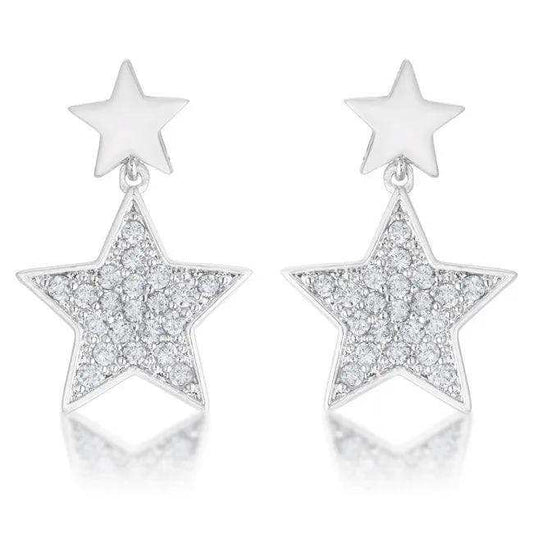 Bianca 0.5ct CZ Rhodium Star Drop Earrings - JGI - Flyclothing LLC