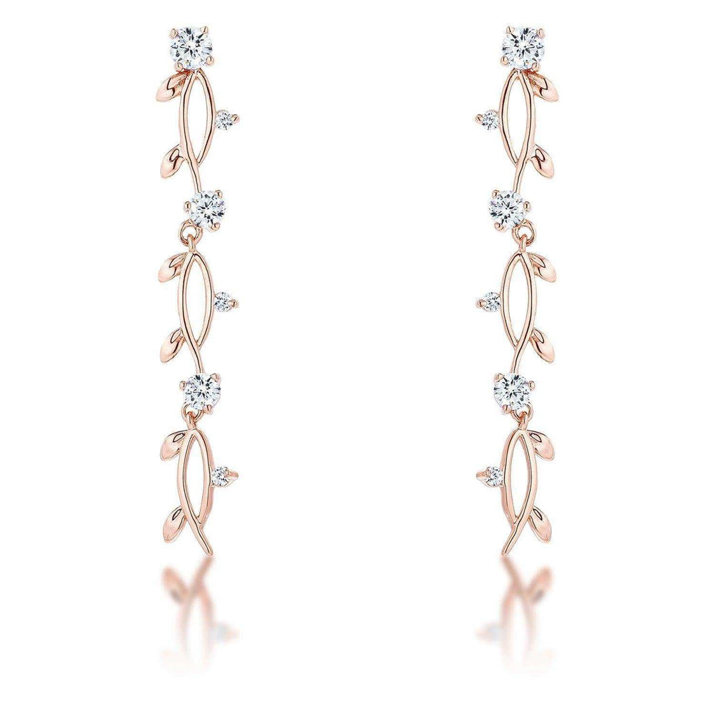 1.1Ct Vine Design Rose Gold Plated Earrings - JGI - Flyclothing LLC