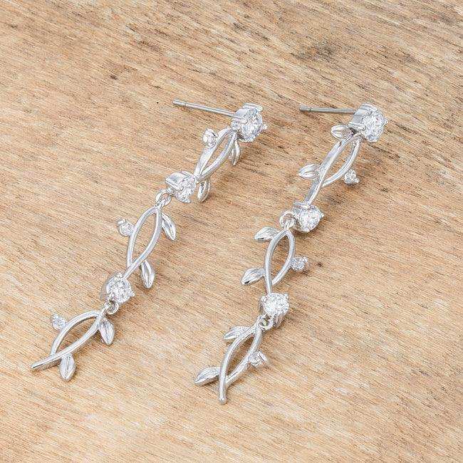 1.1Ct Vine Design Rhodium Earrings - JGI - Flyclothing LLC
