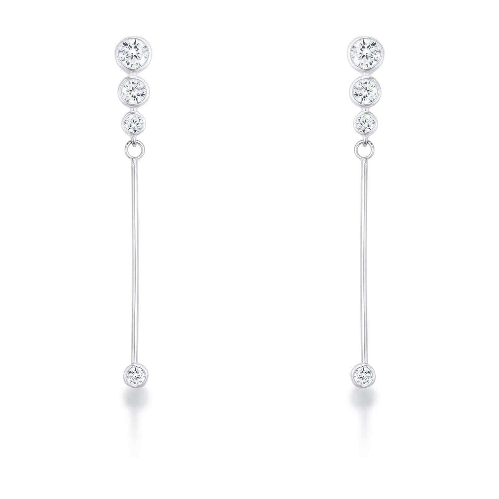 1.2Ct Graduated Rhodium Plated Drop Cubic Zirconia Earrings. - JGI - Flyclothing LLC