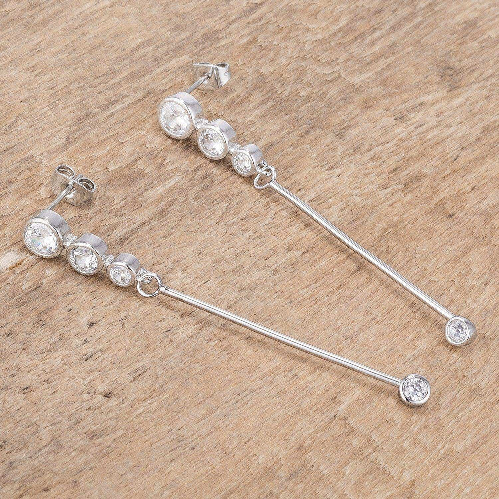 1.2Ct Graduated Rhodium Plated Drop Cubic Zirconia Earrings. - JGI - Flyclothing LLC