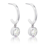 7mm Cz Rhodium Plated Drop Hooplet Earrings - JGI - Flyclothing LLC