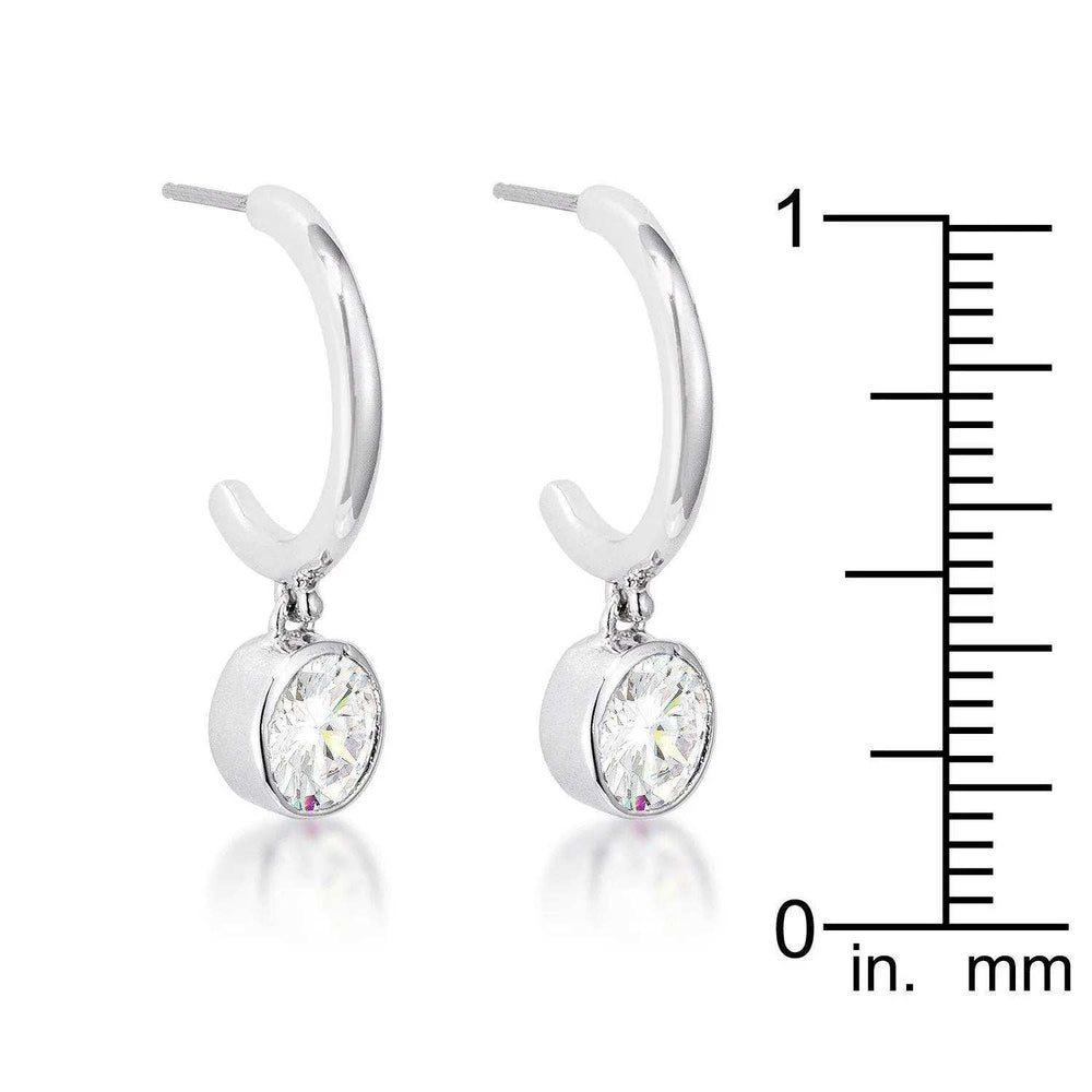 7mm Cz Rhodium Plated Drop Hooplet Earrings - JGI - Flyclothing LLC