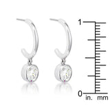 7mm Cz Rhodium Plated Drop Hooplet Earrings - JGI - Flyclothing LLC
