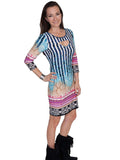 Scully BLUE BORDER PRINT PEEK A BOO DRESS - Scully Leather - Flyclothing LLC