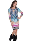 Scully BLUE BORDER PRINT PEEK A BOO DRESS - Scully Leather - Flyclothing LLC