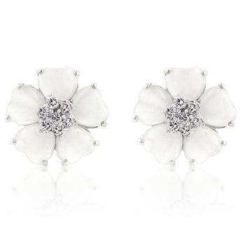 White Flower Nouveau Earrings - JGI - Flyclothing LLC