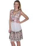 Scully IVORY V-NECK DRESS W/EMB BODICE/HEMLINE - Scully Leather - Flyclothing LLC
