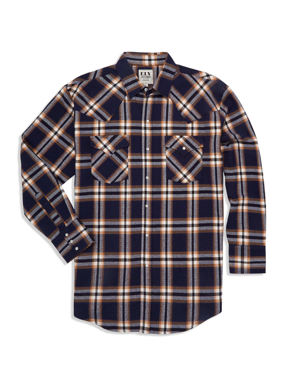 Ely Cattleman Men's Long Sleeve Brawny Flannel Western Snap Shirt - Ely Cattleman - Flyclothing LLC